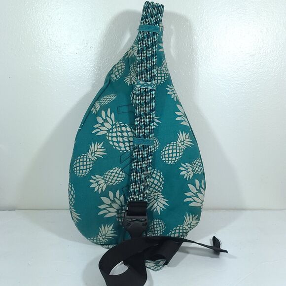 Kavu Rope Sling Bag Teal Pineapple print Crossbody Zipper Pockets boho Hippie - Picture 8 of 16